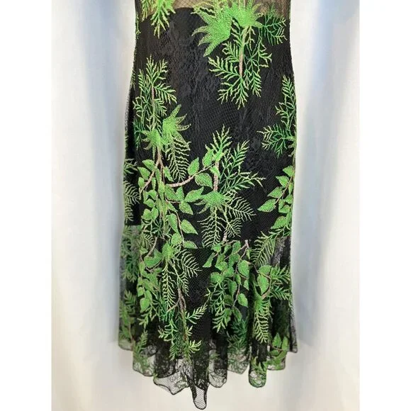 NEW Tadashi Shoji Dakar Green Lace Midi Dress $498